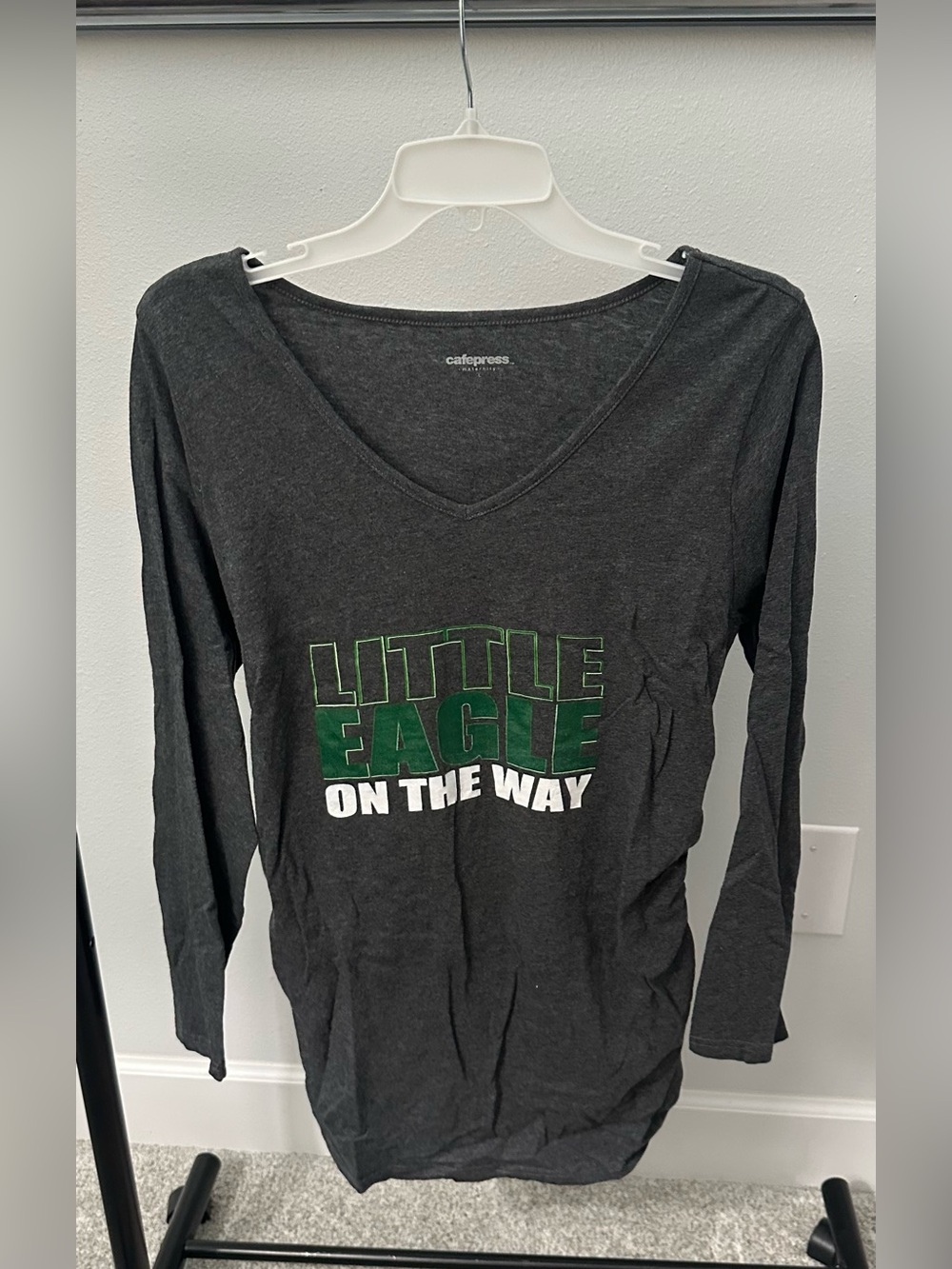 Philadelphia Eagles Maternity ‘Little Eagle On The Way' Dark Gray Long Sleeve -L